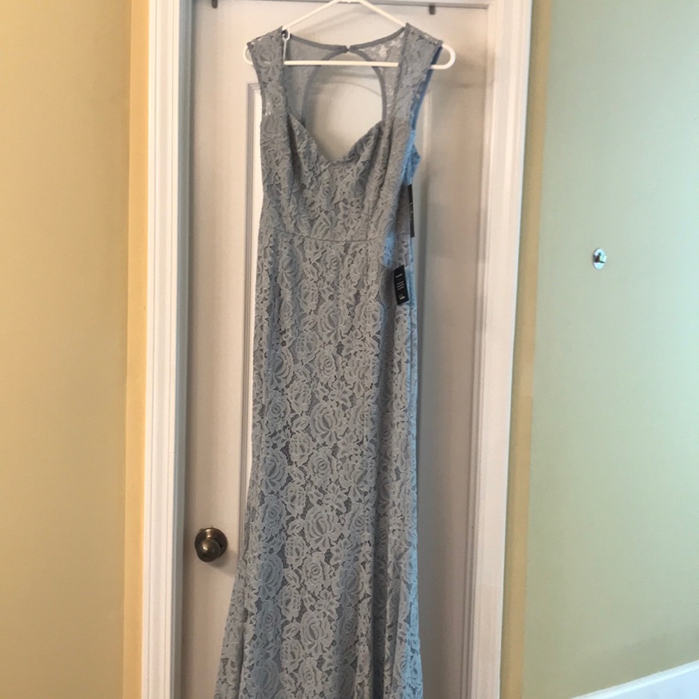 Slate blue lace dress